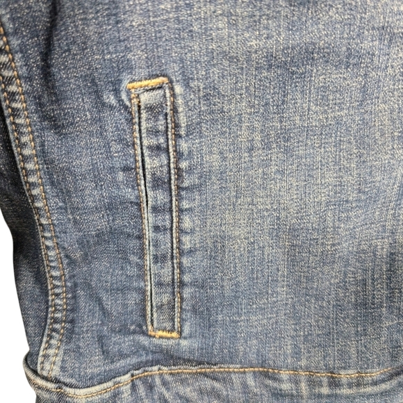 LEE PLATINUM Trucker Jacket Denim Blue Jean Fitted Cropped Stretch Medium - Picture 6 of 9